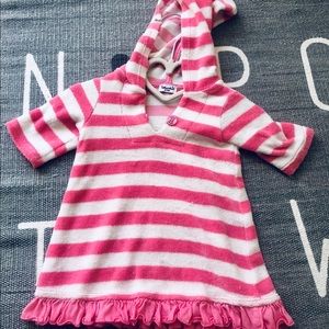 Splendid pink and white terry beach/pool tunic